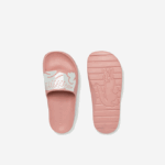 Women Lacoste V0ZN2696 Light Pink & White 208 Croco 2.0 Synthetic Print Slides - Image 4