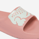 Women Lacoste V0ZN2696 Light Pink & White 208 Croco 2.0 Synthetic Print Slides - Image 6