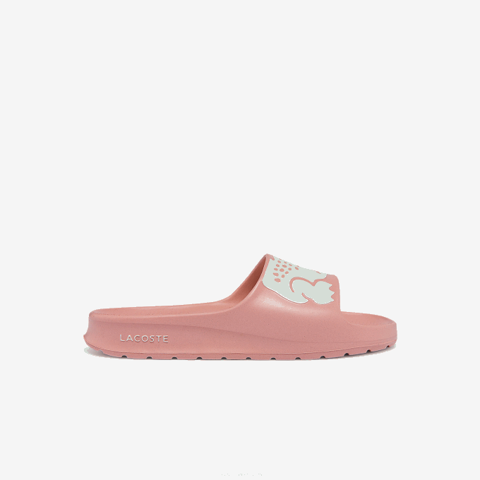 Women Lacoste V0ZN2696 Light Pink & White 208 Croco 2.0 Synthetic Print Slides - Image 1