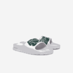 Women Lacoste V0ZN2697 White & Dark Green 1R5 Croco 2.0 Synthetic Print Slides - Image 2