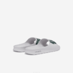 Women Lacoste V0ZN2697 White & Dark Green 1R5 Croco 2.0 Synthetic Print Slides - Image 3