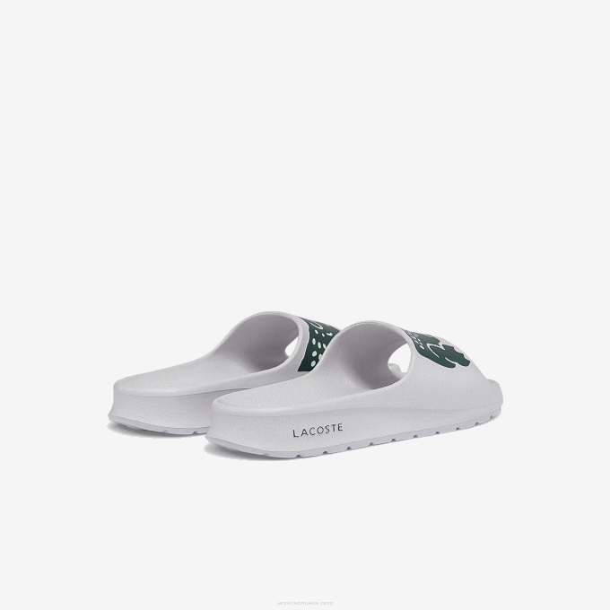 Women Lacoste V0ZN2697 White & Dark Green 1R5 Croco 2.0 Synthetic Print Slides - Image 3