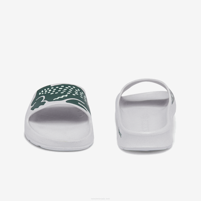 Women Lacoste V0ZN2697 White & Dark Green 1R5 Croco 2.0 Synthetic Print Slides - Image 5