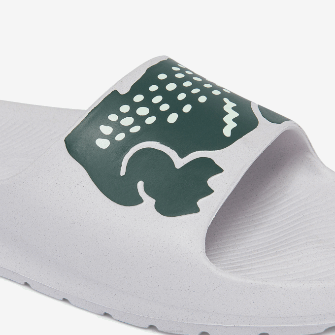 Women Lacoste V0ZN2697 White & Dark Green 1R5 Croco 2.0 Synthetic Print Slides - Image 6