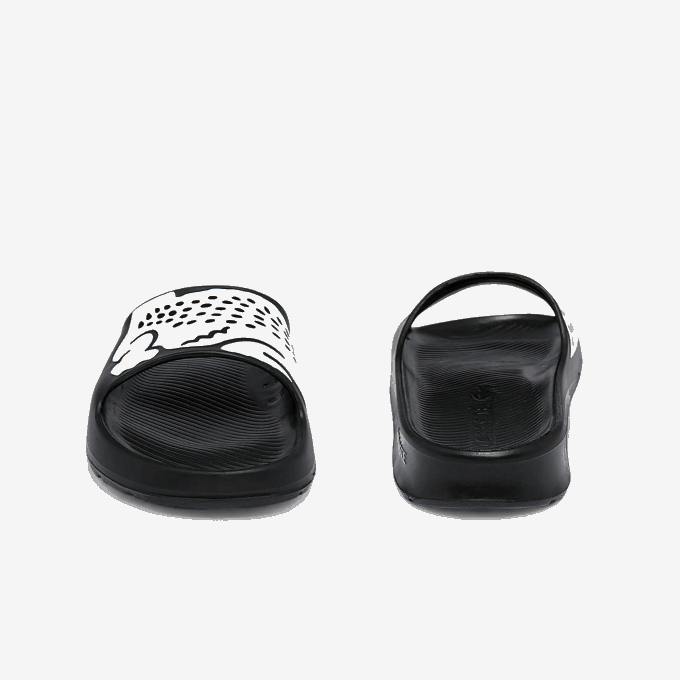 Women Lacoste V0ZN2698 Black & White 312 Croco 2.0 Synthetic Print Slides - Image 5