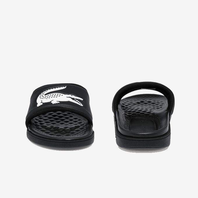 Women Lacoste V0ZN2699 Black & White 312 Croco Dualiste Synthetic Logo Strap Slides - Image 5