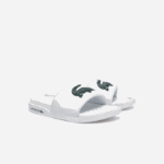 Women Lacoste V0ZN2700 White & Dark Green 1R5 Croco Dualiste Synthetic Logo Strap Slides - Image 2