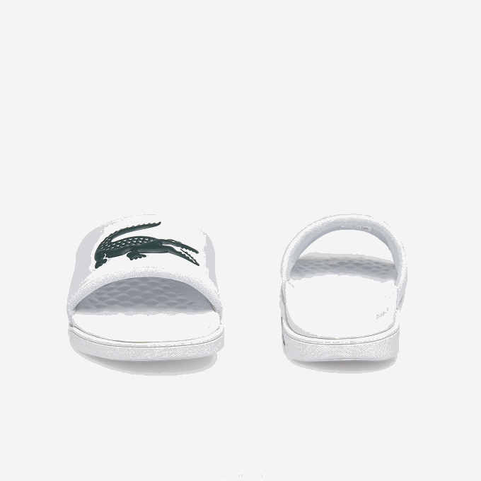 Women Lacoste V0ZN2700 White & Dark Green 1R5 Croco Dualiste Synthetic Logo Strap Slides - Image 5