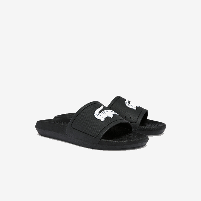 Women Lacoste V0ZN2701 Black & White 312 Croco Water-repellent Synthetic Slides - Image 2