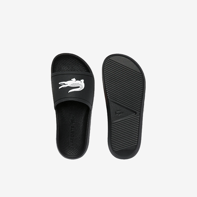 Women Lacoste V0ZN2701 Black & White 312 Croco Water-repellent Synthetic Slides - Image 4