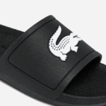 Women Lacoste V0ZN2701 Black & White 312 Croco Water-repellent Synthetic Slides - Image 6