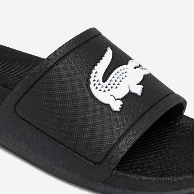 Women Lacoste V0ZN2701 Black & White 312 Croco Water-repellent Synthetic Slides - Image 6