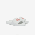 Women Lacoste V0ZN2702 White & Light Pink 1Y9 Croco Water-repellent Synthetic Slides - Image 2