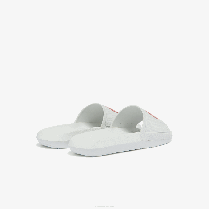 Women Lacoste V0ZN2702 White & Light Pink 1Y9 Croco Water-repellent Synthetic Slides - Image 3