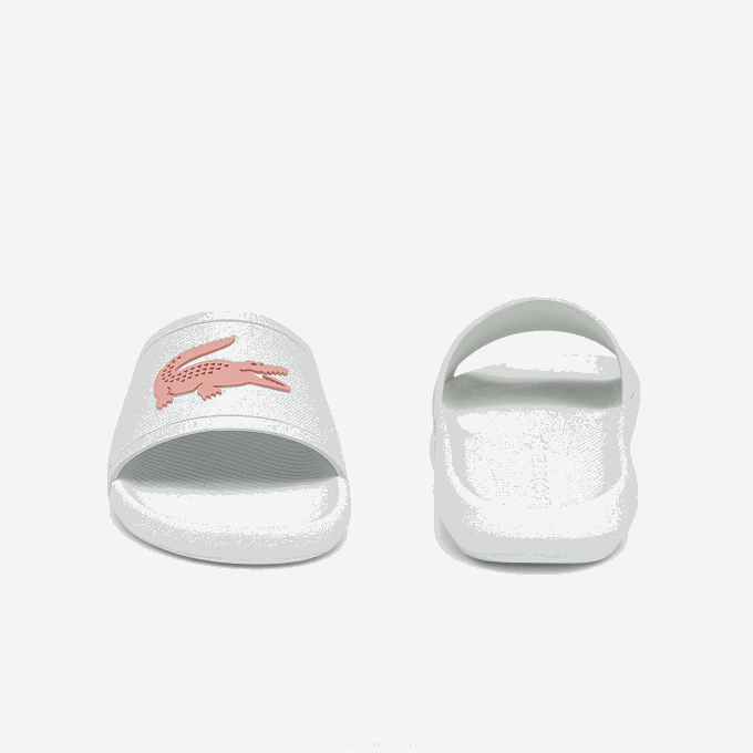 Women Lacoste V0ZN2702 White & Light Pink 1Y9 Croco Water-repellent Synthetic Slides - Image 4