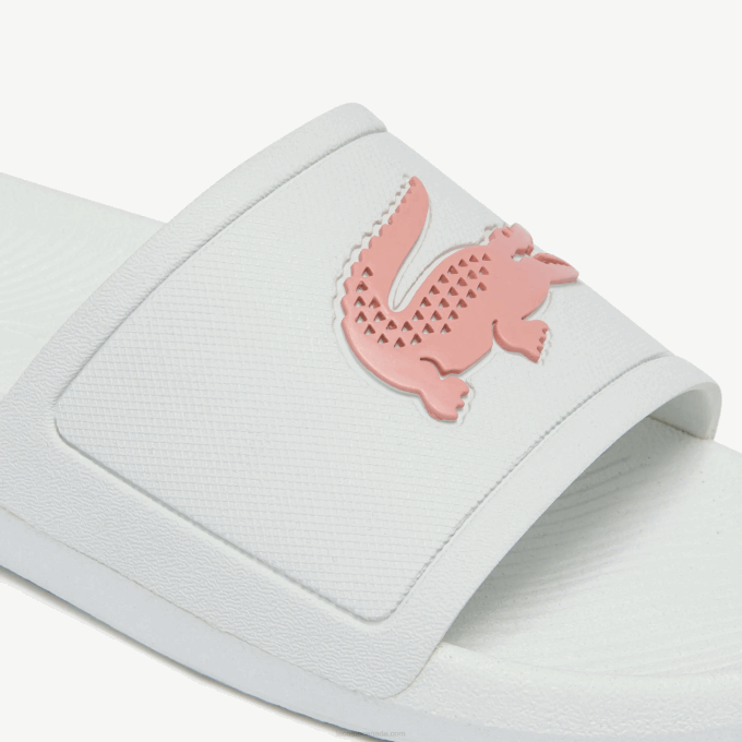 Women Lacoste V0ZN2702 White & Light Pink 1Y9 Croco Water-repellent Synthetic Slides - Image 5