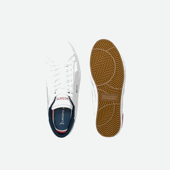 Women Lacoste V0ZN2704 White/Navy & Red 407 Powercourt Leather Tricolor Sneakers - Image 4