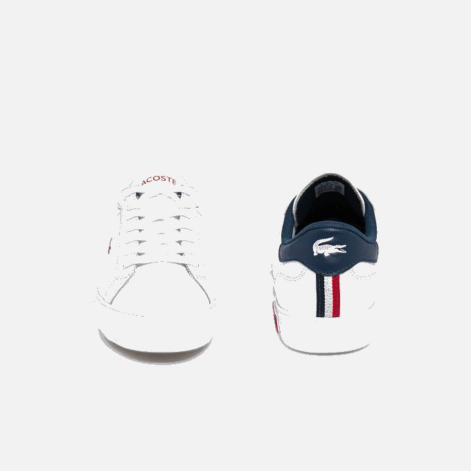 Women Lacoste V0ZN2704 White/Navy & Red 407 Powercourt Leather Tricolor Sneakers - Image 5