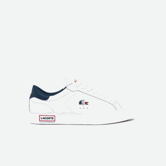 Women Lacoste V0ZN2704 White/Navy & Red 407 Powercourt Leather Tricolor Sneakers - Image 1