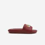 Women Lacoste V0ZN2706 Burgundy Yellow AMR Croco Synthetic Slides