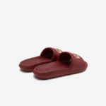 Women Lacoste V0ZN2706 Burgundy Yellow AMR Croco Synthetic Slides - Image 3