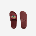 Women Lacoste V0ZN2706 Burgundy Yellow AMR Croco Synthetic Slides - Image 4