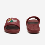 Women Lacoste V0ZN2706 Burgundy Yellow AMR Croco Synthetic Slides - Image 5