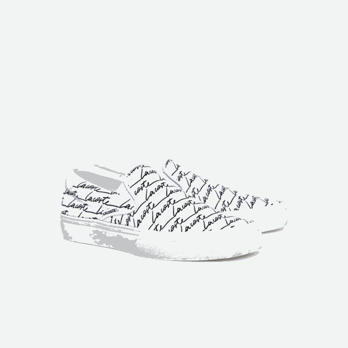 Women Lacoste V0ZN2707 White & Off White 65T Jump Serve Canvas Printed Slip on - Image 2