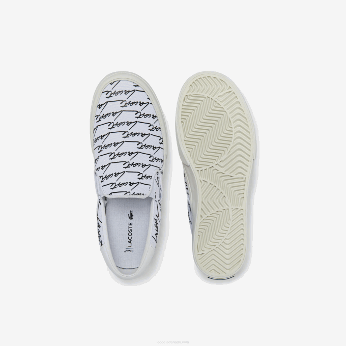 Women Lacoste V0ZN2707 White & Off White 65T Jump Serve Canvas Printed Slip on - Image 4