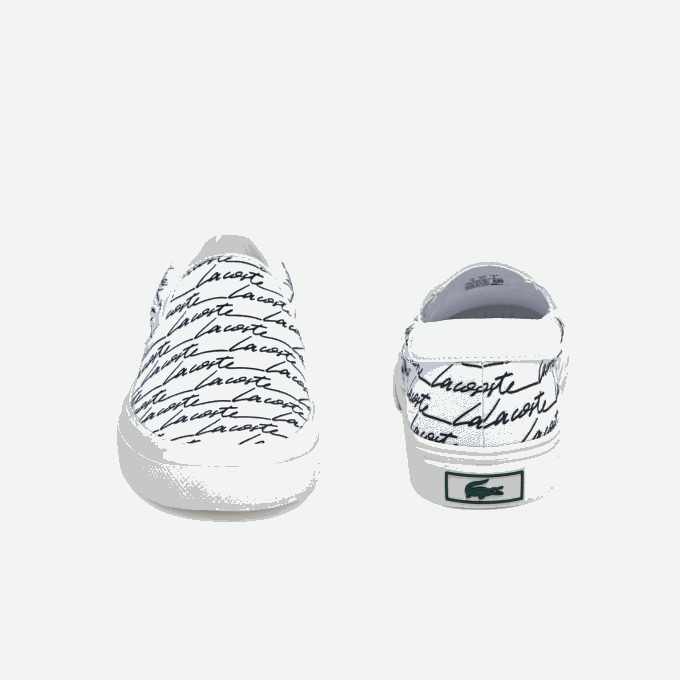 Women Lacoste V0ZN2707 White & Off White 65T Jump Serve Canvas Printed Slip on - Image 5