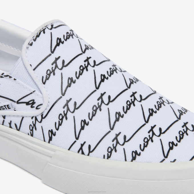 Women Lacoste V0ZN2707 White & Off White 65T Jump Serve Canvas Printed Slip on - Image 6