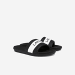 Women Lacoste V0ZN2709 Black & White 312 Croco Synthetic and Textile Slides - Image 2
