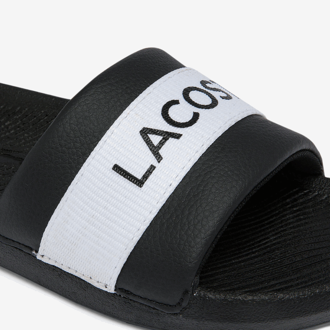 Women Lacoste V0ZN2709 Black & White 312 Croco Synthetic and Textile Slides - Image 6