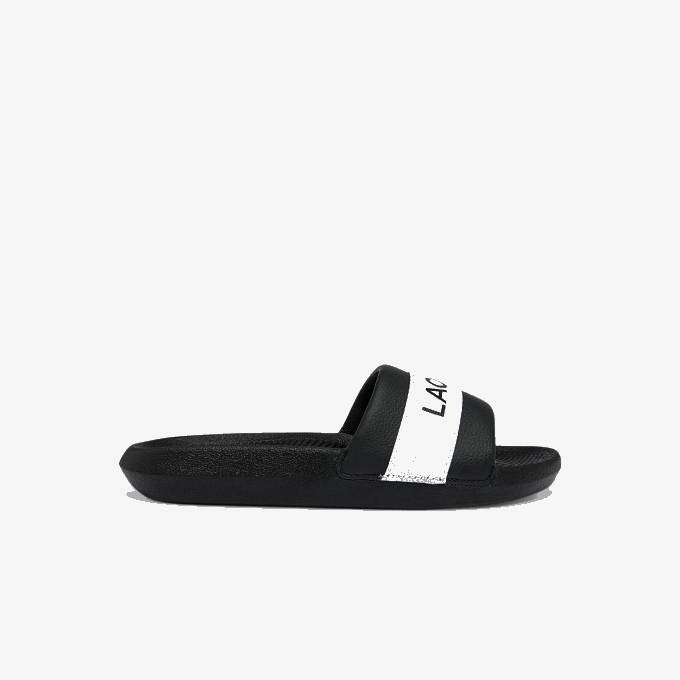 Women Lacoste V0ZN2709 Black & White 312 Croco Synthetic and Textile Slides - Image 1