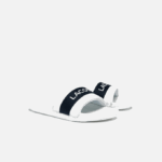 Women Lacoste V0ZN2710 White & Navy 042 Croco Synthetic and Textile Slides - Image 2