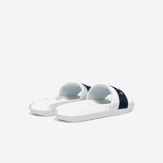 Women Lacoste V0ZN2710 White & Navy 042 Croco Synthetic and Textile Slides - Image 3