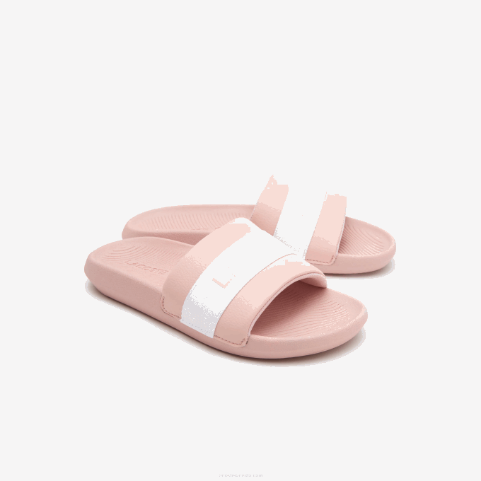 Women Lacoste V0ZN2711 Light Pink & White 208 Croco Synthetic and Textile Slides - Image 2