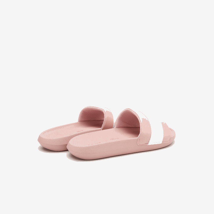 Women Lacoste V0ZN2711 Light Pink & White 208 Croco Synthetic and Textile Slides - Image 3