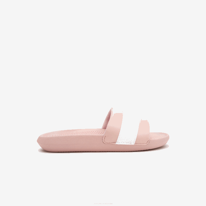 Women Lacoste V0ZN2711 Light Pink & White 208 Croco Synthetic and Textile Slides - Image 1