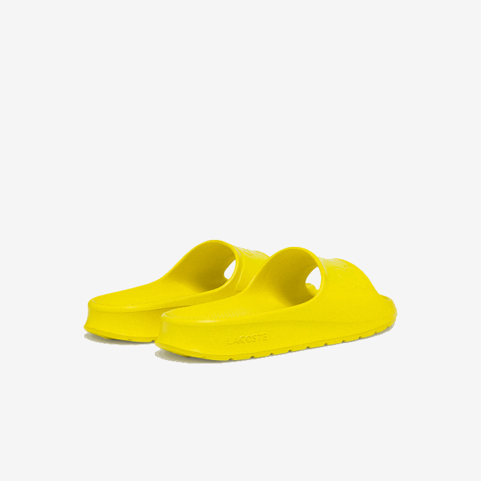Women Lacoste V0ZN2712 Light Yellow LY2 Croco 2.0 Synthetic Logo Slides - Image 3