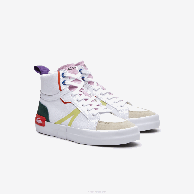 Women Lacoste V0ZN2715 Off White & Pink 06C L004 Mid Textile Sneakers - Image 2