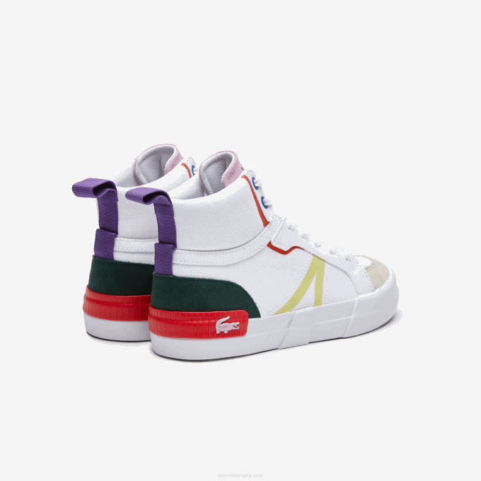 Women Lacoste V0ZN2715 Off White & Pink 06C L004 Mid Textile Sneakers - Image 3