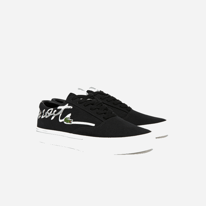 Women Lacoste V0ZN2716 Black & Off White 454 Jump Serve Lace Canvas Sneakers - Image 2