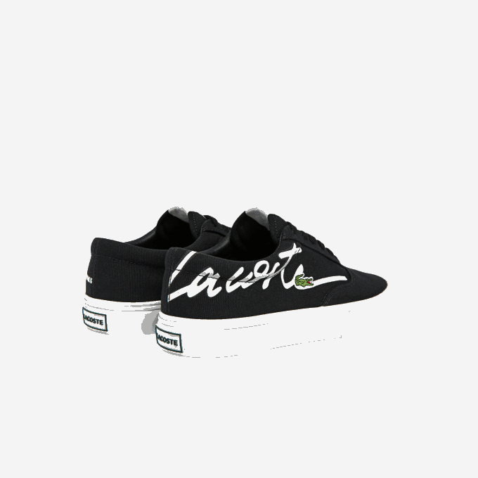 Women Lacoste V0ZN2716 Black & Off White 454 Jump Serve Lace Canvas Sneakers - Image 3