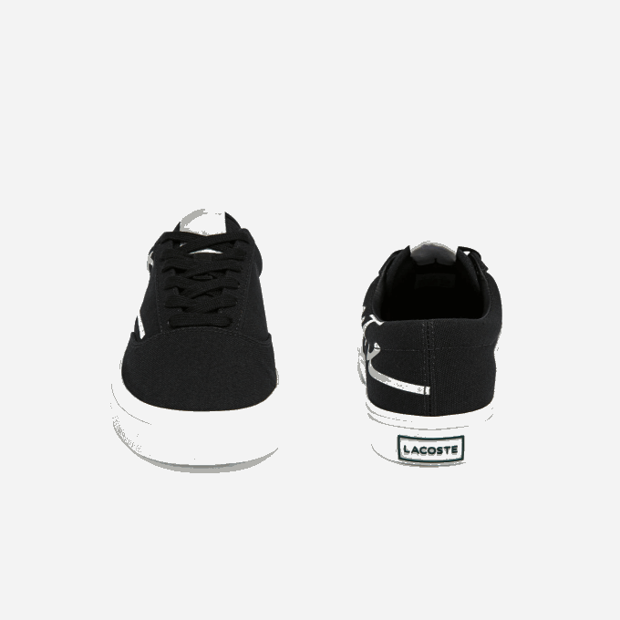Women Lacoste V0ZN2716 Black & Off White 454 Jump Serve Lace Canvas Sneakers - Image 5