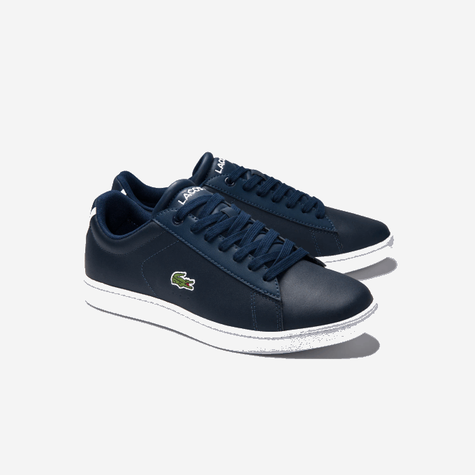Women Lacoste V0ZN2718 Navy Blue 003 Carnaby Evo Mesh-lined Leather Sneakers - Image 2