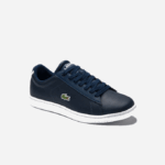 Women Lacoste V0ZN2718 Navy Blue 003 Carnaby Evo Mesh-lined Leather Sneakers