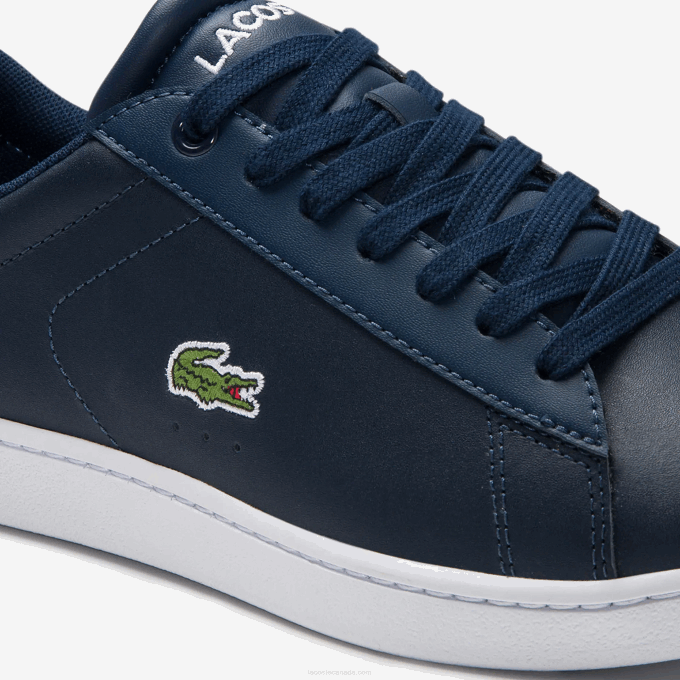 Women Lacoste V0ZN2718 Navy Blue 003 Carnaby Evo Mesh-lined Leather Sneakers - Image 5