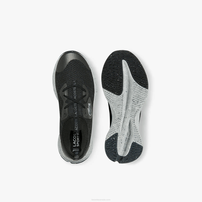 Women Lacoste V0ZN2726 Black & Off White 454 Run Spin Eco Textile Sneakers - Image 4