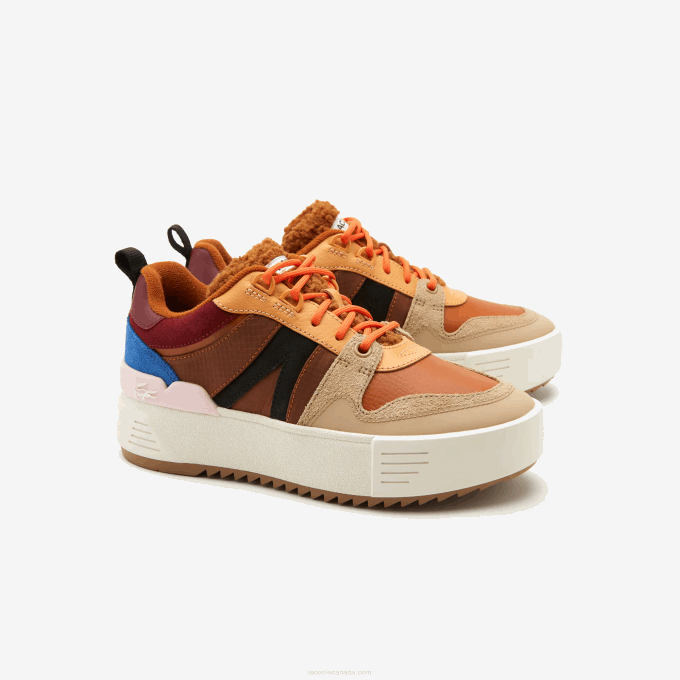 Women Lacoste V0ZN2729 Brown Pink 7E1 L002 Winter Leather Outdoor Shoes - Image 2